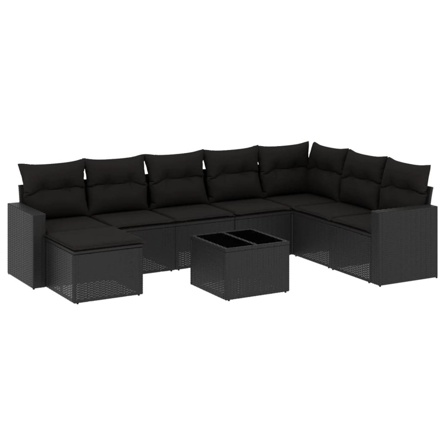 vidaXL 9-tlg Garten-Sofagarnitur mit Kissen Schwarz Poly Rattan Modell 47 günstig online kaufen