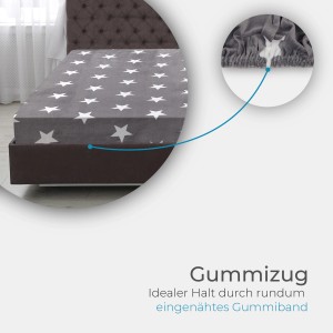 Bestlivings Spannbettlaken Cashmere Touch, 100x200 cm, anthrazit mit Sternen.