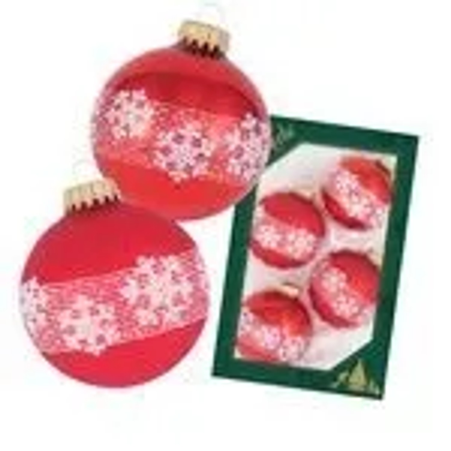 Krebs Glas Lauscha GmbH Christbaumkugeln Weihnachtskugeln Glas Ø 7 cm 4 Stück rot