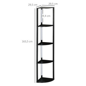 HOMCOM Stehlampe mit 4 Ablagen E27 Sockel 24 W 3 Lichtfarben Schwarz