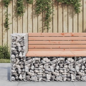 DELUKE Gartenbank Gabionen INO Aus Stahl 92x71x65,5cm Massivholz Douglasie Gabionenbank Gartenbank Gabionengitter Ziergabione