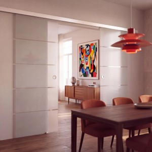 Doorlegro Glasschiebetür-Set Lines 2-flügelig 775 mm x 2.050 mm Silber