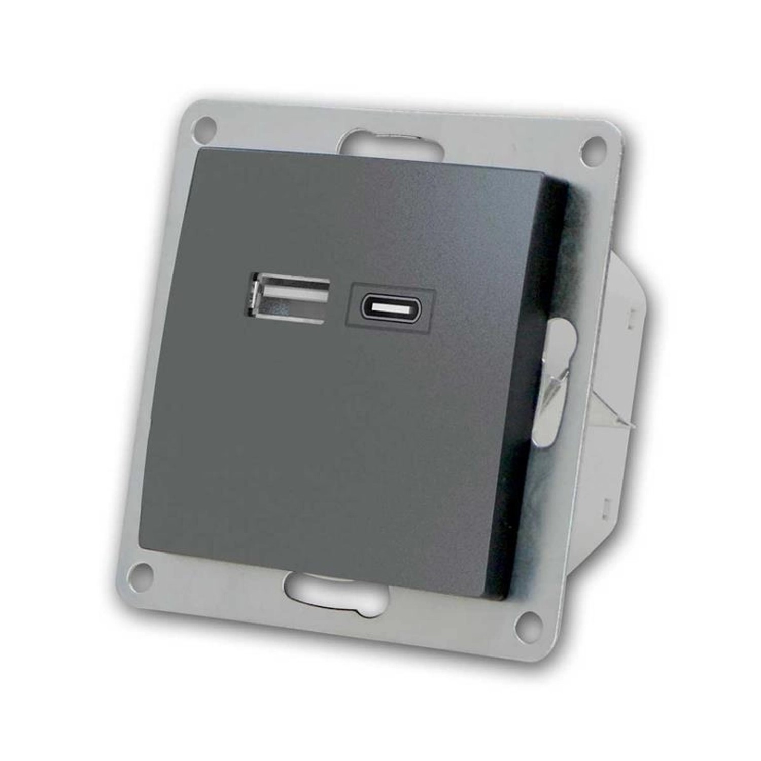 McPower FLAIR USB Ladedose Anthrazit USB A&C ohne Rahmen