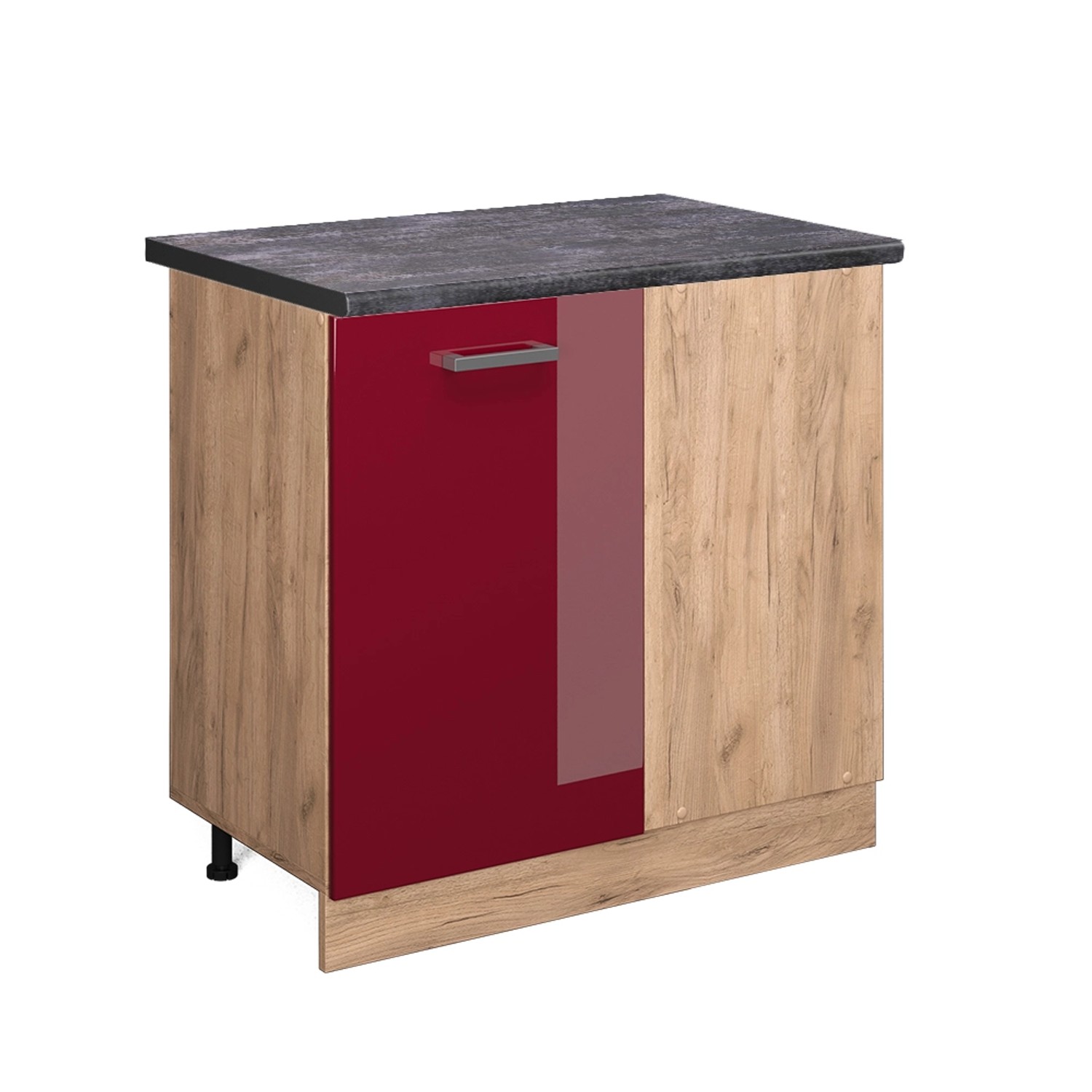 Thumbnail - Vicco Eckunterschrank R-Line Bordeaux Hochglanz/Goldkraft Eiche 86 cm AP Anthrazit
