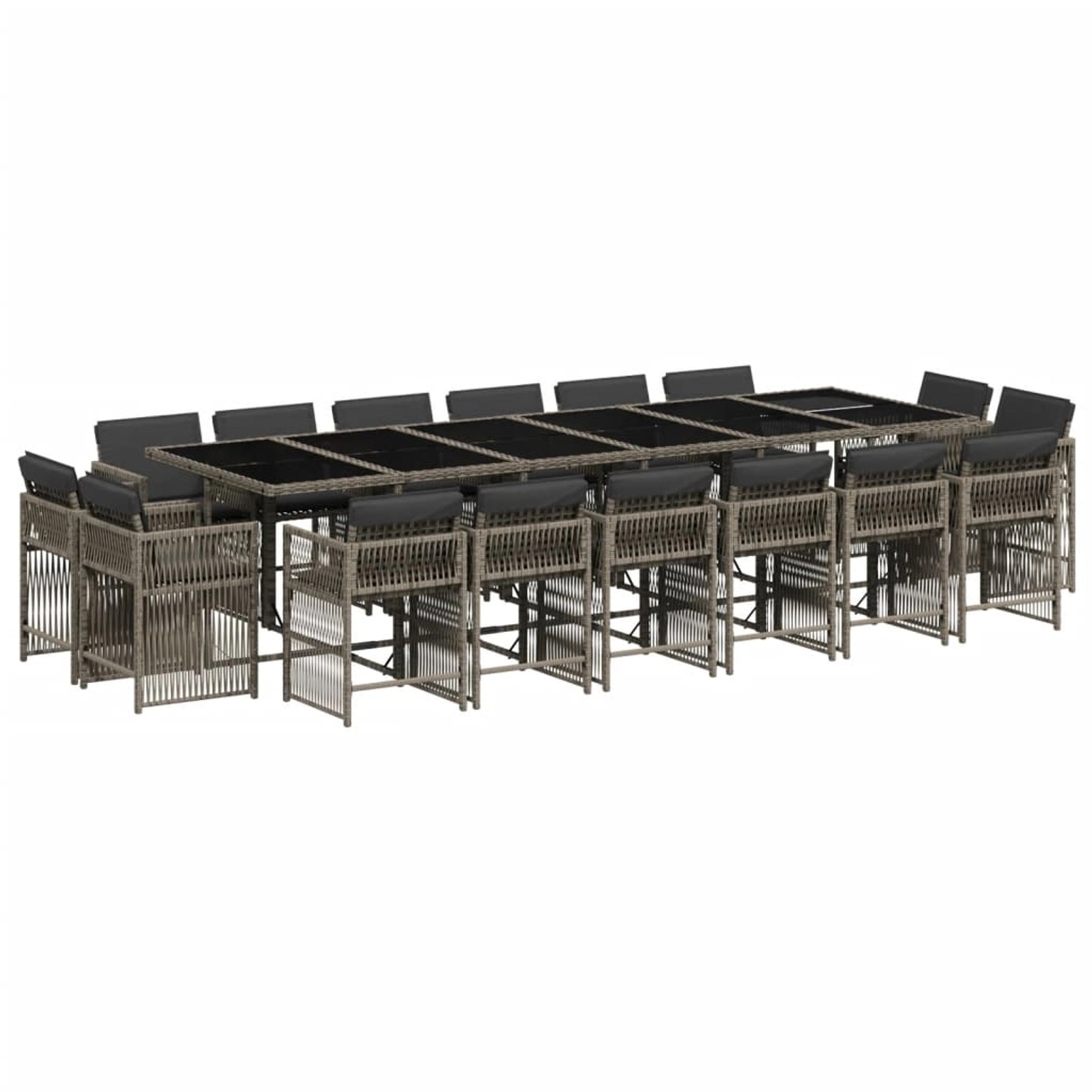 vidaXL 17-Tlg Garten-Essgruppe mit Kissen Grau Poly Rattan 3211784 günstig online kaufen