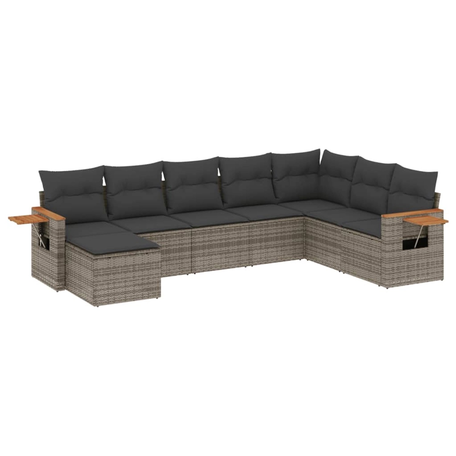 vidaXL 8-Tlg Garten-Sofagarnitur mit Kissen Grau Poly Rattan 3227089 günstig online kaufen