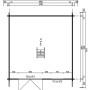 Grundrisszeichnung Alpholz Schwedenhaus 44, 461x472 cm, Holz-Gartenhaus mit Maßen.