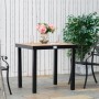 Outsunny Gartentisch für 4 Personen mit Holzoptik und schwarzem Gestell.