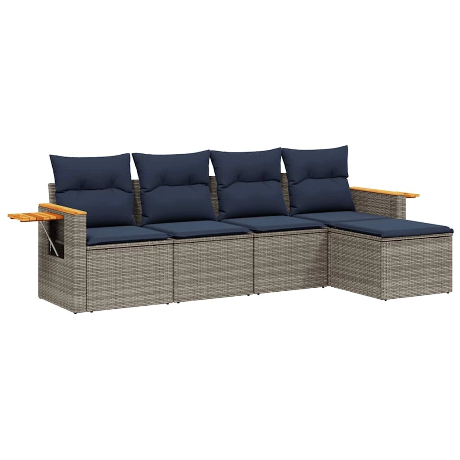 vidaXL 5-Tlg Garten-Sofagarnitur mit Kissen Grau Poly Rattan 3226761 günstig online kaufen