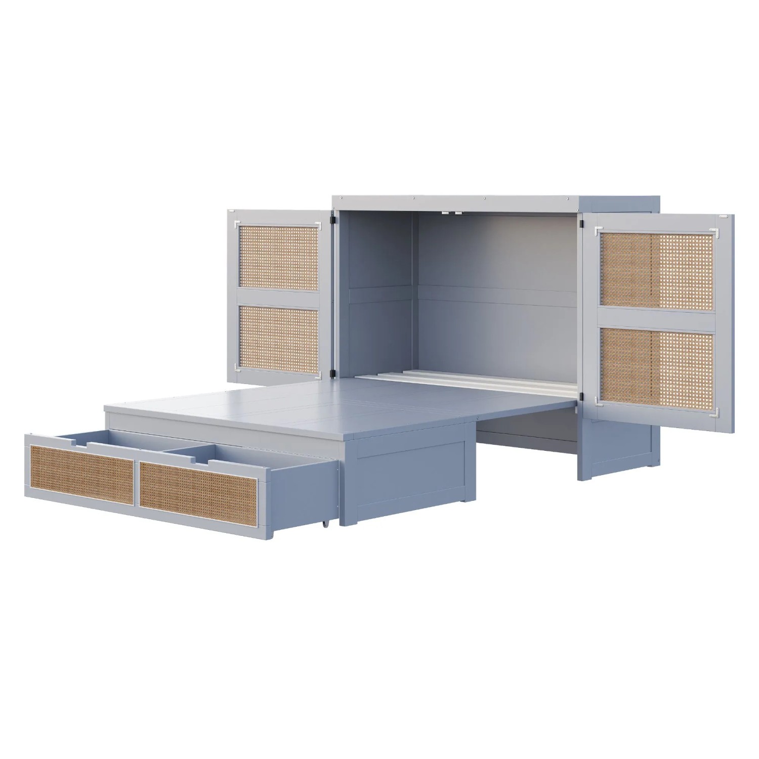 okwish Schrankbett 140x200cm mit Stauraumschubladen Wandbett Jugendzimmer Grau ohne Matratze