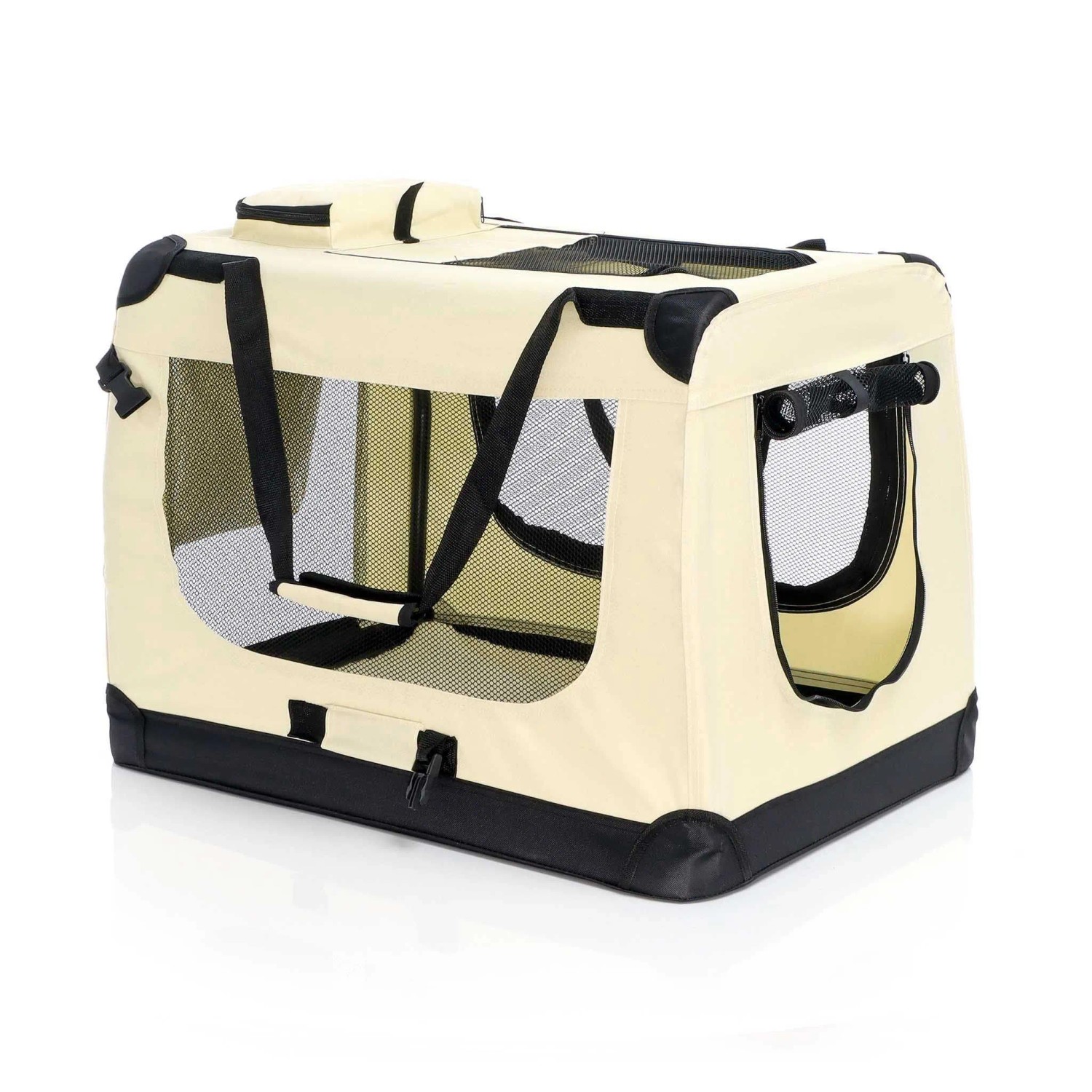Fudajo Transportbox Xl Faltbar Beige 82X56X58Cm Hundebox Reisebox Katzenbox