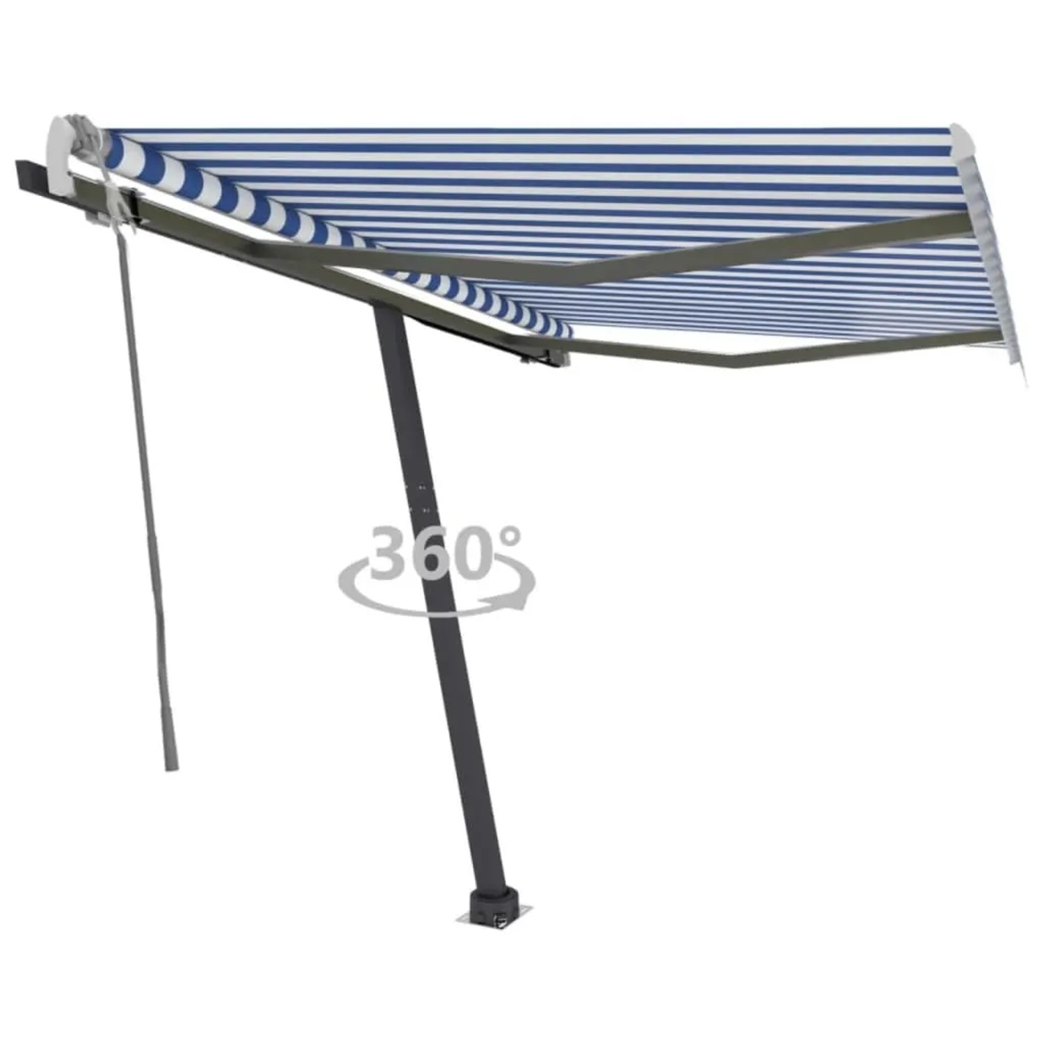 furnicato Standmarkise Manuell Einziehbar 350x250 cm Blau/Weiß