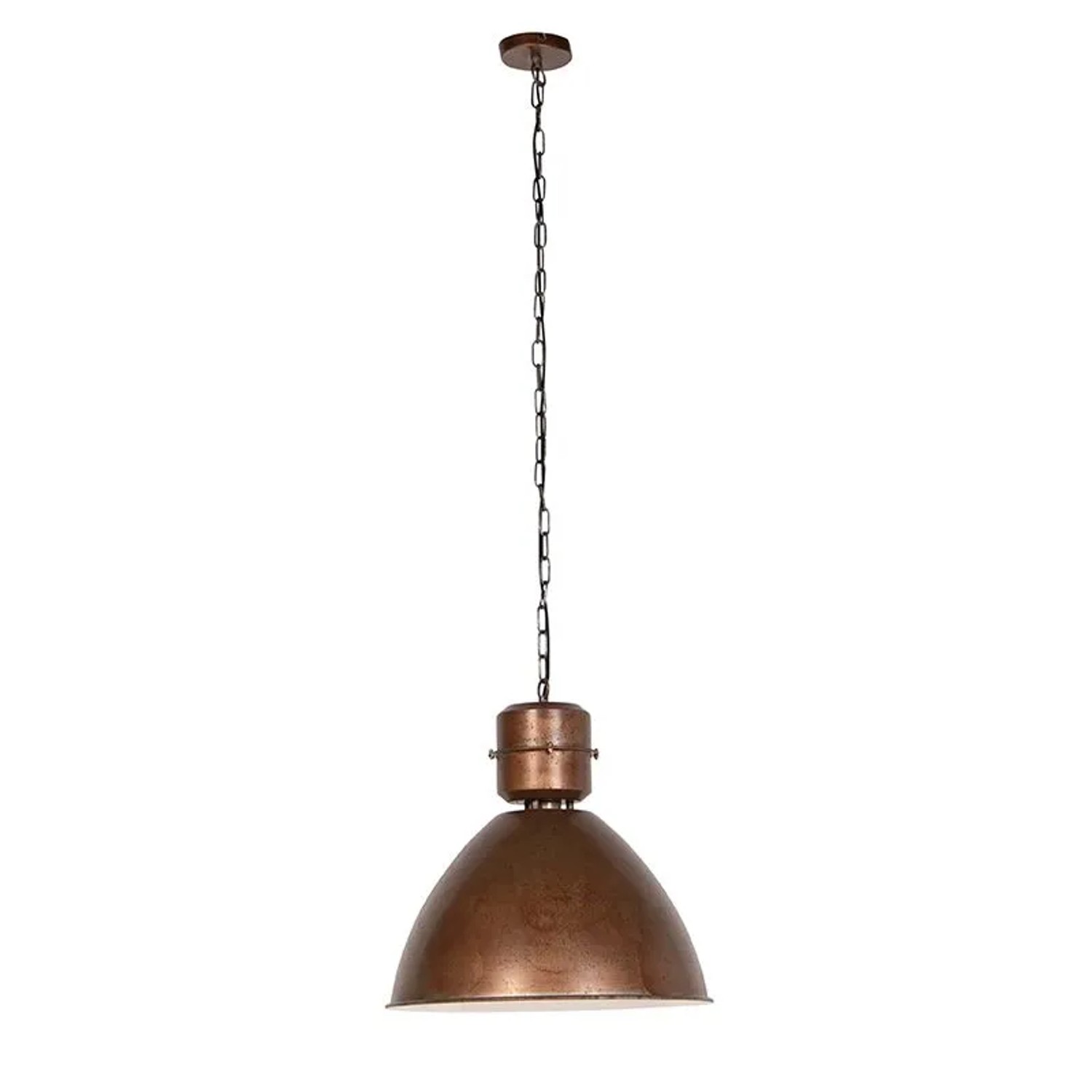 QAZQA Industrie-Hängelampe Flynn, rostbraun, mit Kuppelschirm und Kette. Ideal für Esszimmer & Wohnzimmer.