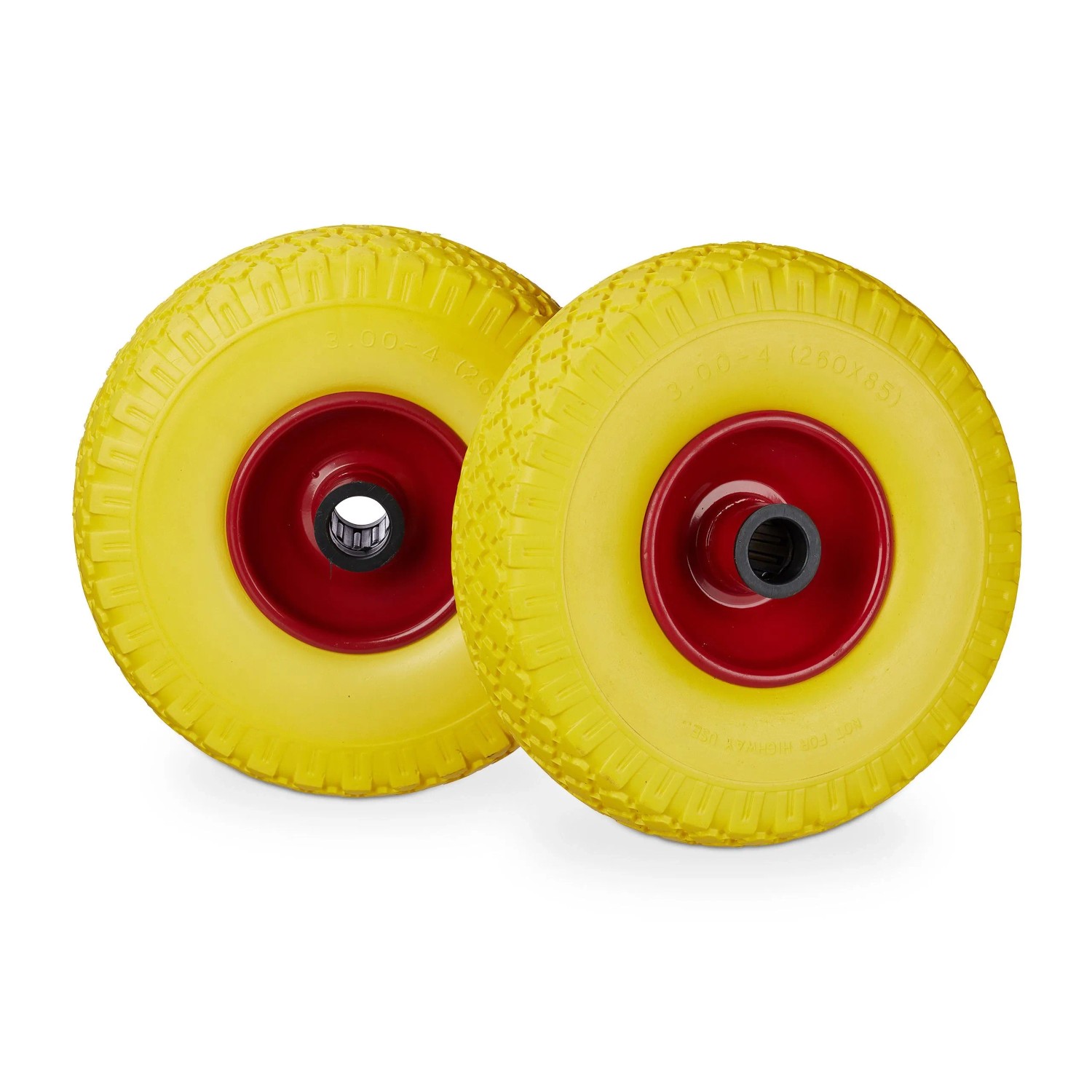 Relaxdays Sackkarrenrad 2er Set Vollgummi Gelb Rot Pannensicher 26 cm x 8,5 cm 1 kg