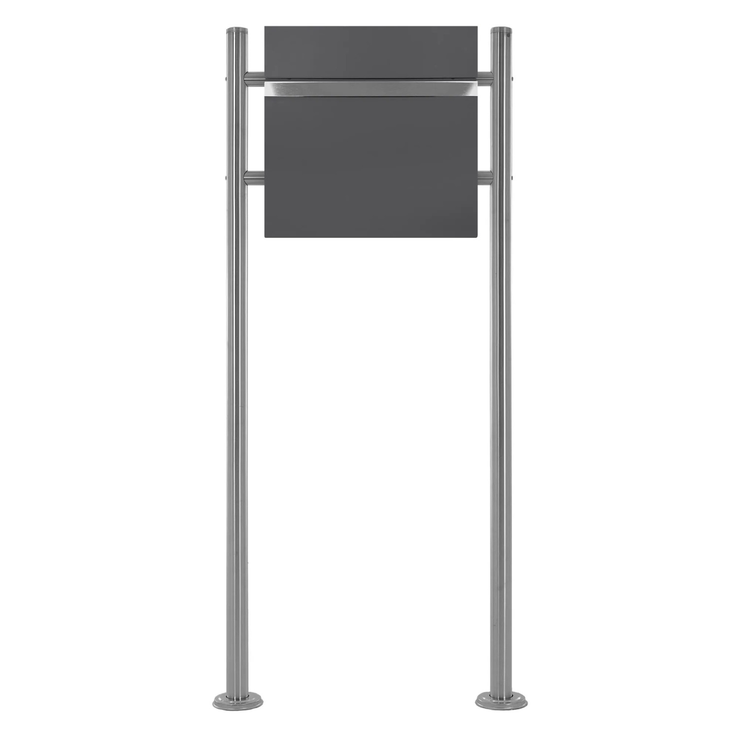 ECD Germany Standbriefkasten Anthrazit mit Zeitungsfach mit Pfosten Silber 120cm
