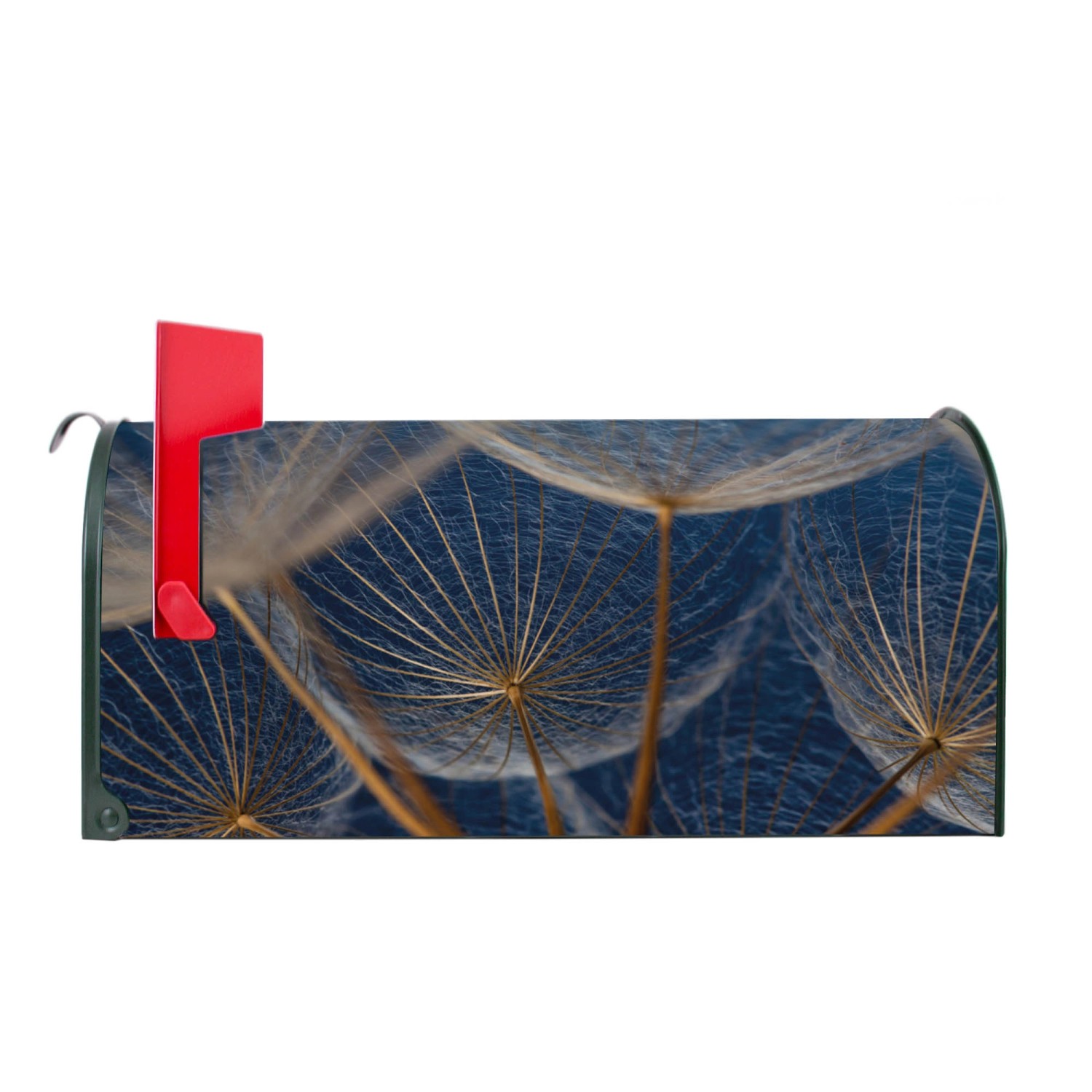 Grüner Banjado US Briefkasten mit Pusteblumen Motiv, Stahl pulverbeschichtet.