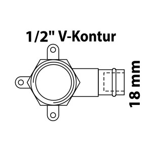 Technische Zeichnung: Kirchhoff RG-Wandscheibe 18 mm, Muffe, 1/2 IG, Pressfitting für Sanitär- und Heizungsinstallation.
