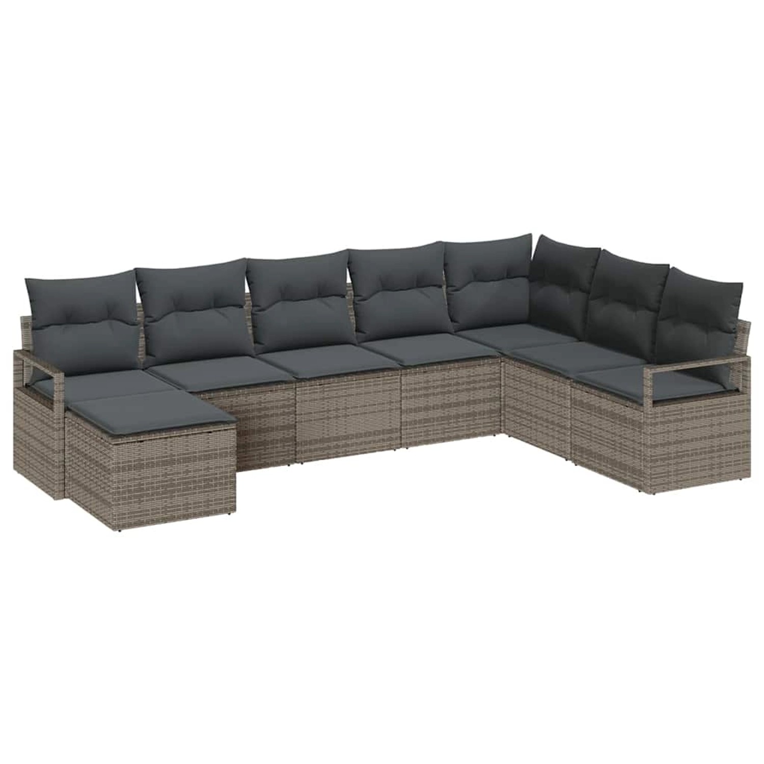 vidaXL Garten-Sofa-Set 8-Tlg Grau Poly Rattan 3346499 günstig online kaufen