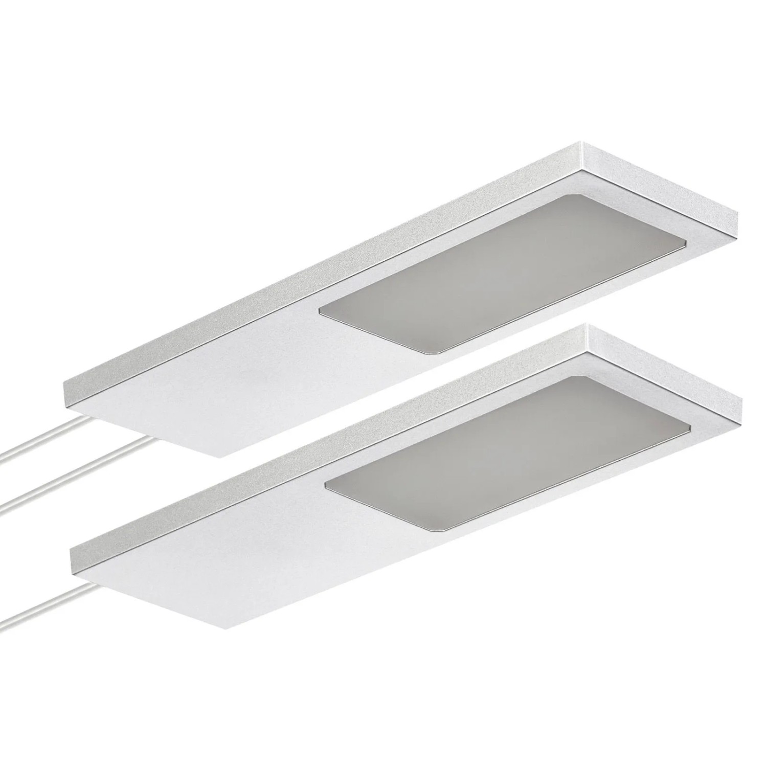 SOTECH 2er Set LED Möbelleuchten GIULIA II Ohne Sensor Silbergrau 4000K Neutralweiß inkl. Trafo und Verteiler