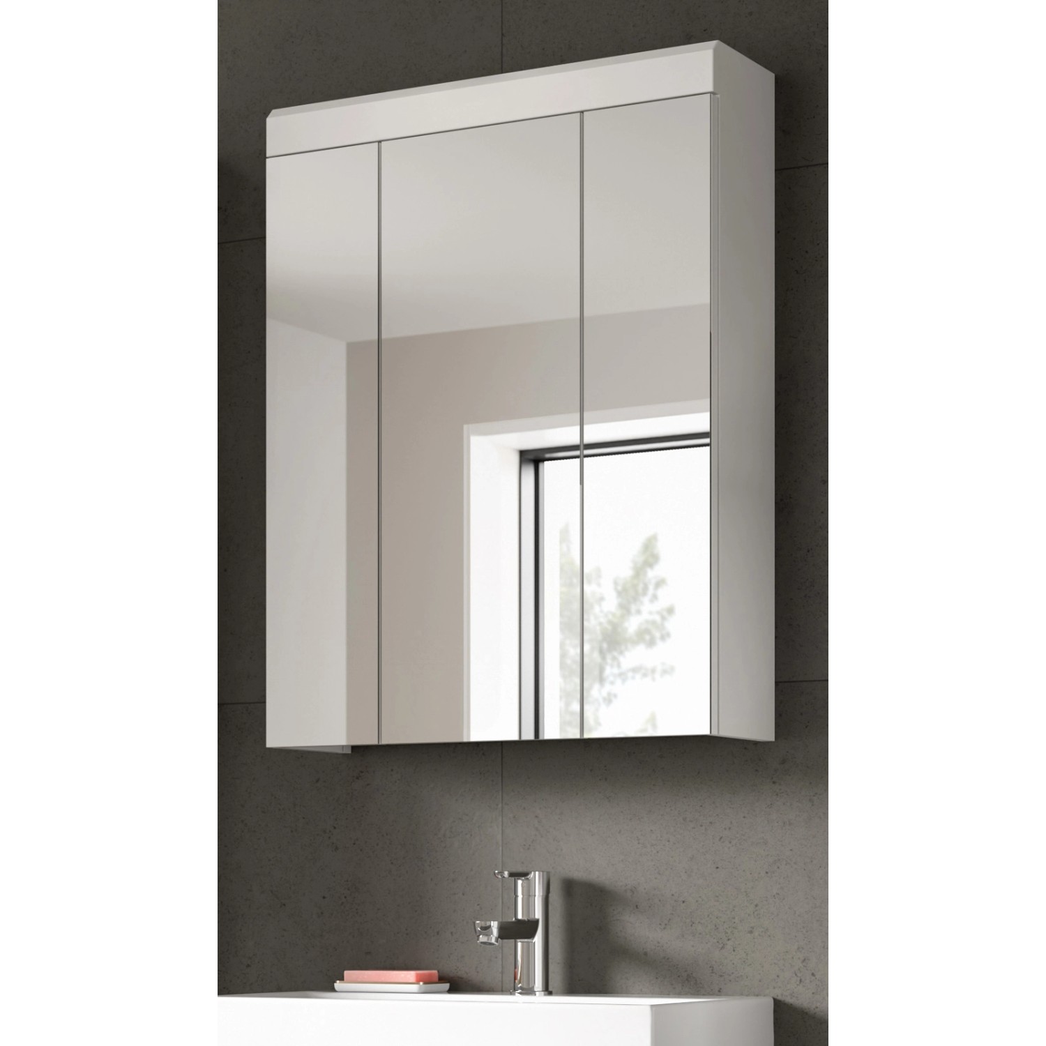 Inn.Furn Badezimmer Spiegelschrank in Weiß Hochglanz 60 cm Shawn günstig online kaufen