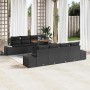Schwarzes 9-teiliges vidaXL Garten-Sofa-Set aus Poly Rattan mit Tisch und Stauraum.