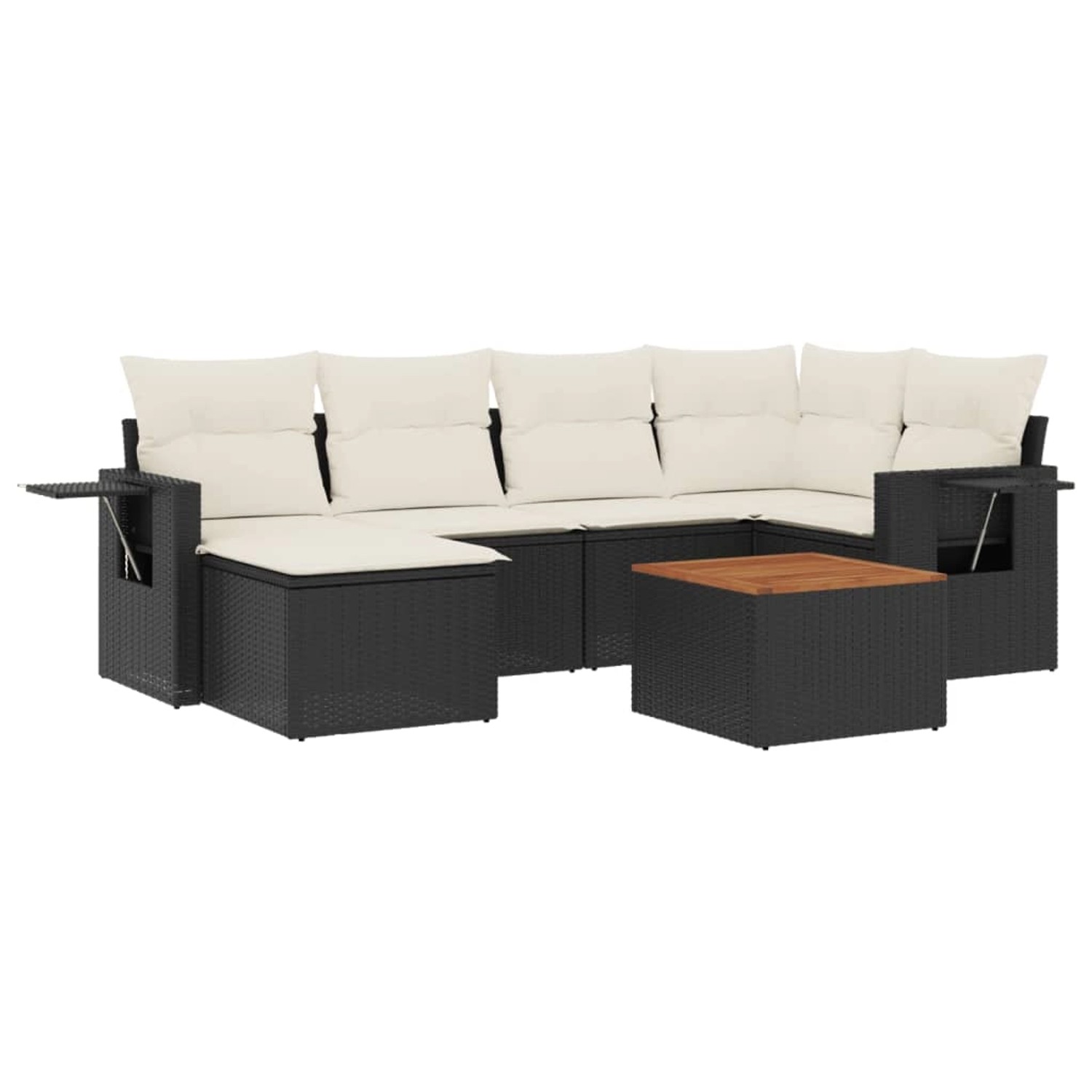 vidaXL 7-Tlg Garten-Sofagarnitur mit Kissen Schwarz Poly Rattan 3256994 günstig online kaufen