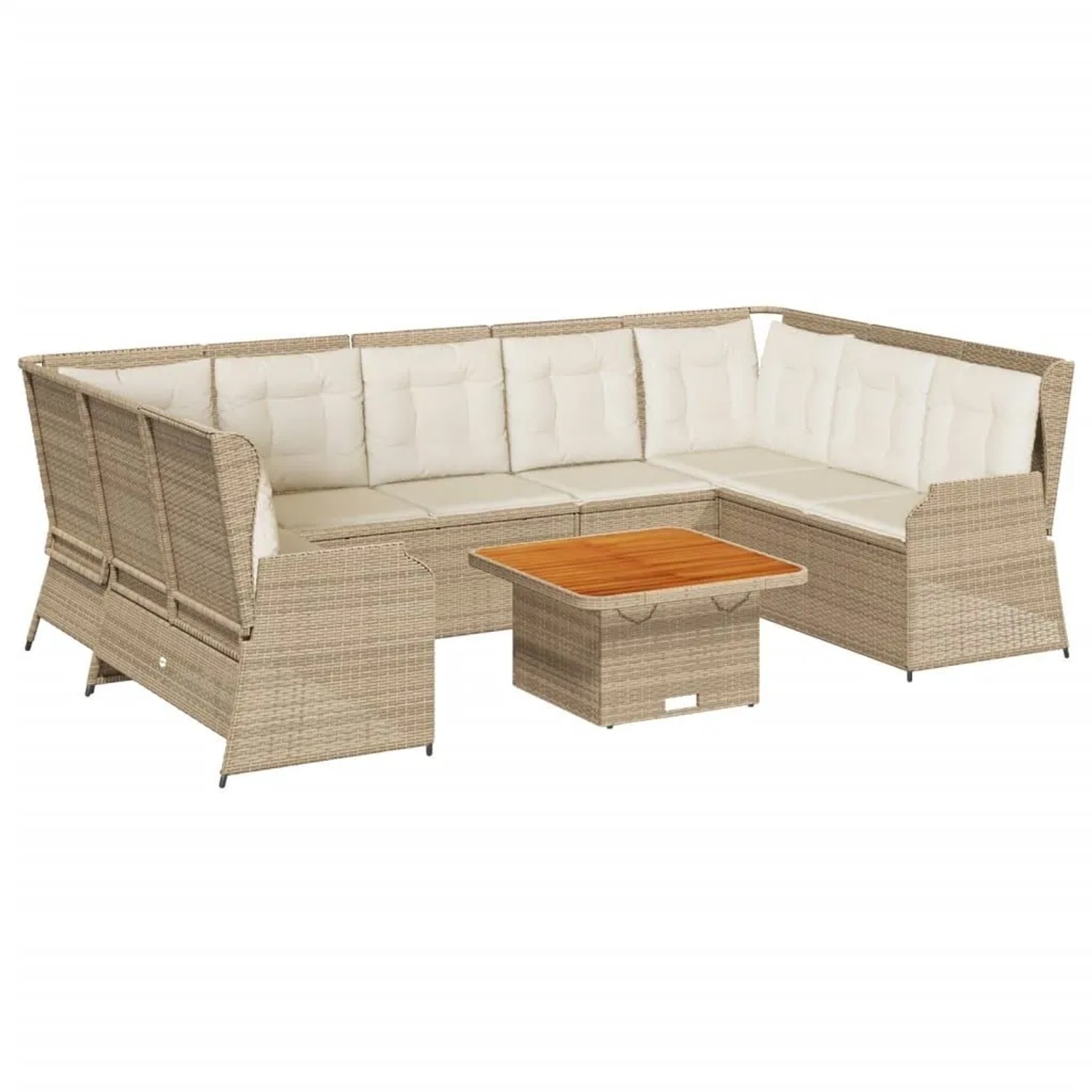 vidaXL 7-Tlg Garten-Lounge-Set mit Kissen Beige Poly Rattan 3262372