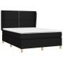 Schwarzes vidaXL Boxspringbett 140x200 cm mit Matratze und Kopfteil.