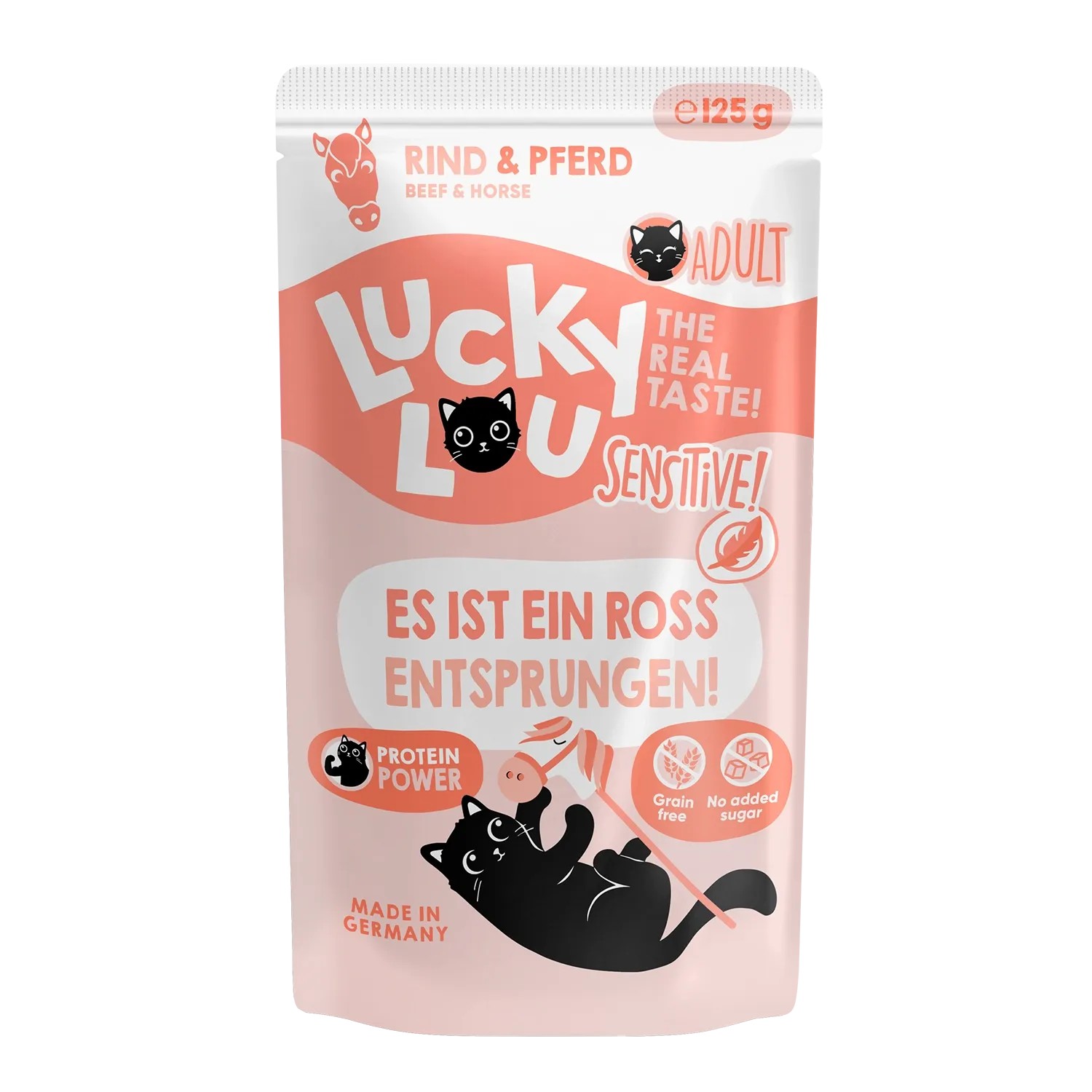 Lucky Lou Katzen-Nassfutter Sensitiv Rind & Pferd 125 g