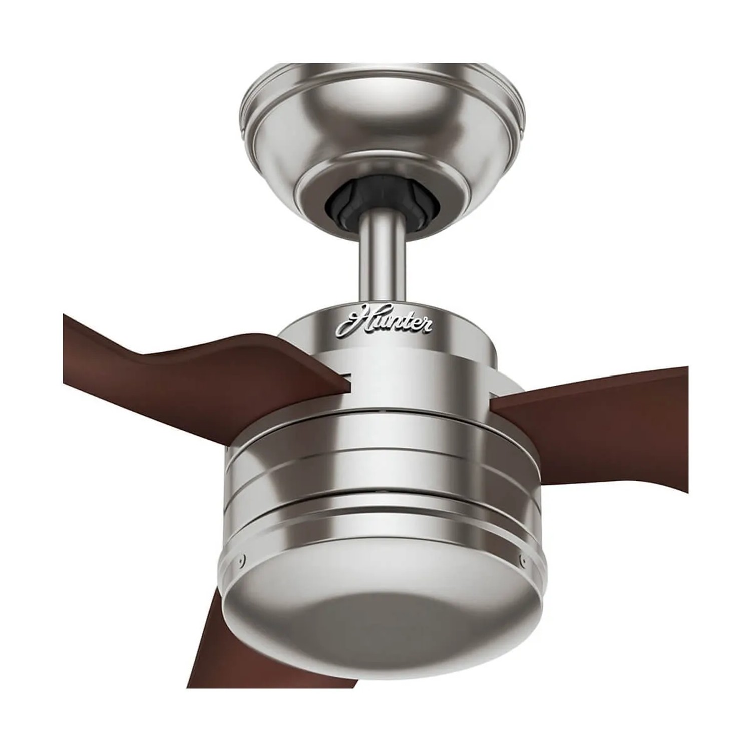 HUNTER Deckenventilator Flight, 132 cm, Nickel gebürstet, mit dunklen Holzflügeln.