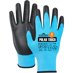 Workpower Winterhandschuhe Polar Touch, blau-anthrazit, Gr. 10. Warme Arbeitshandschuhe mit Touchscreen-Funktion.