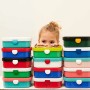 Mepal Campus Lunchsets: Bunte Brotdosen und Trinkflaschen für Kinder, gestapelt.