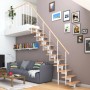 Dolle Mittelholmtreppe Boston mit Buchenstufen und weißem Metallgeländer im Wohnraum.