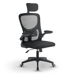 Ergonomischer, schwarzer Juskys Bürostuhl Baltimore mit Netzrückenlehne, Kopf- und Armlehnen.