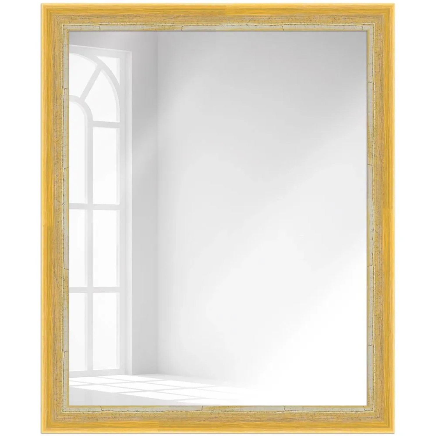 WANDStyle Wandspiegel H640 aus Massivholz in Gelb 76 x 106 cm im Stil Shabb günstig online kaufen