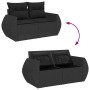 vidaXL Garten-Sofa-Set, 11-teilig, schwarz, Poly Rattan mit Stauraum unter den Sitzen.