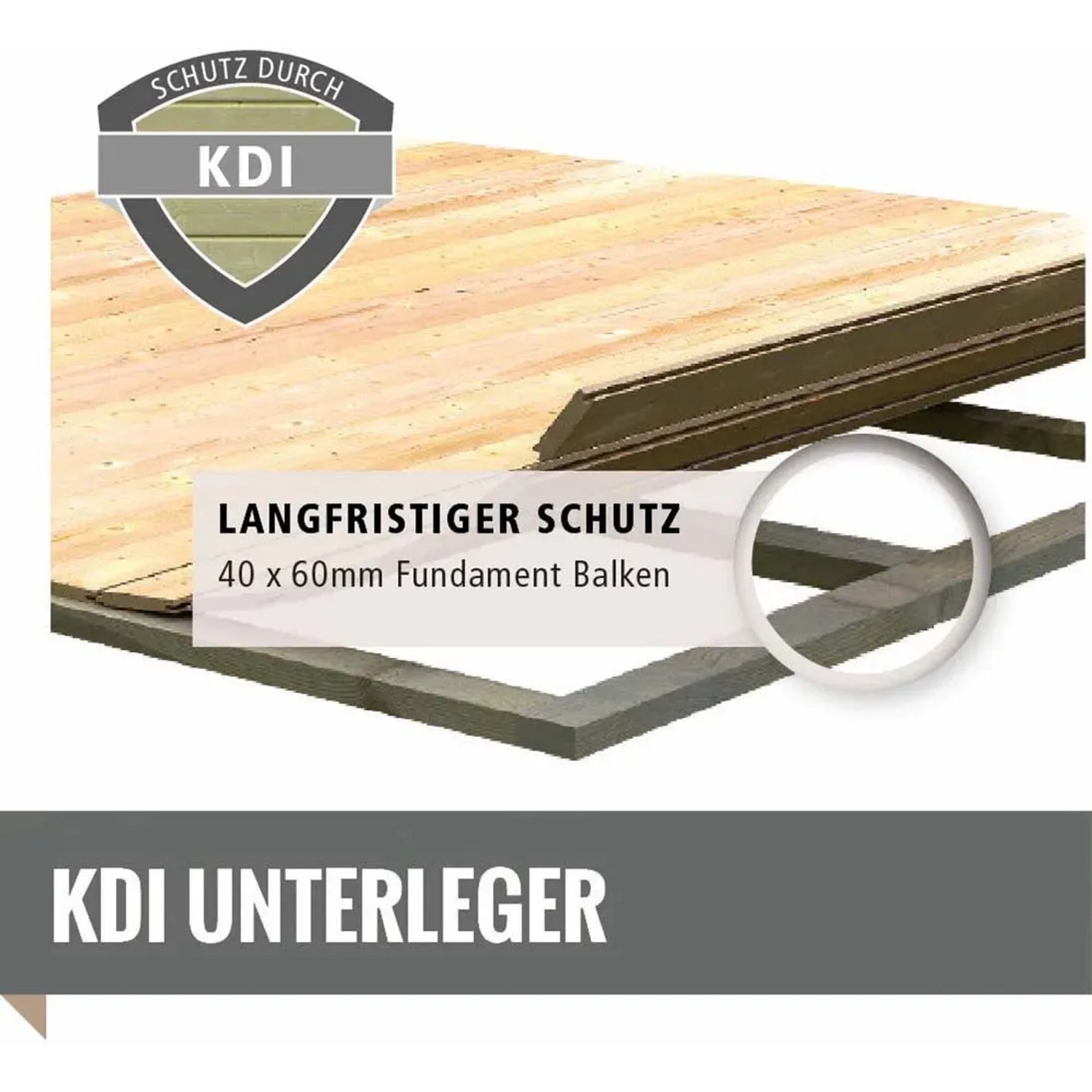 KDI Unterleger für Karibu Gartenhaus: Fundamentbalken 40x60mm für langfristigen Schutz.
