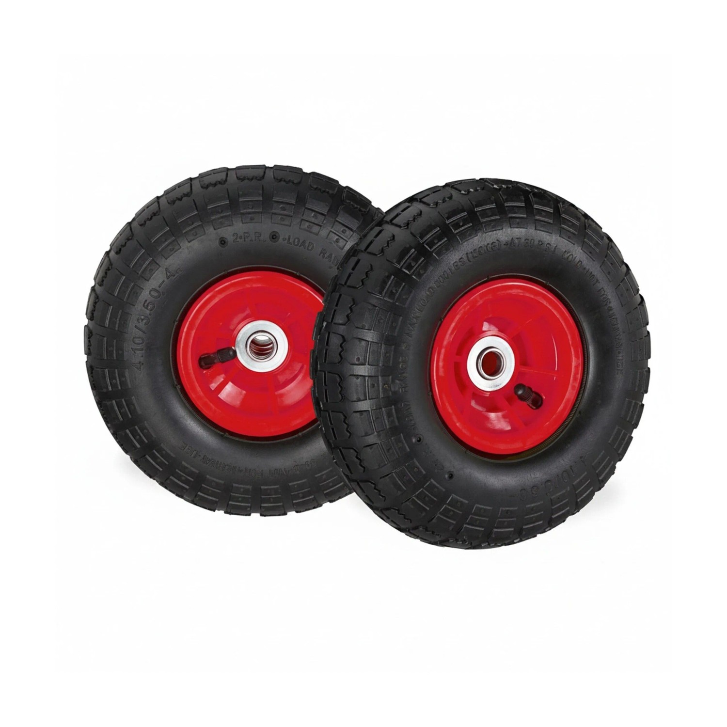 Relaxdays Sackkarrenrad 2er Set Gummi Kunststoff Schwarz Rot Luftbereift 26 cm x 8,5 cm 1 kg