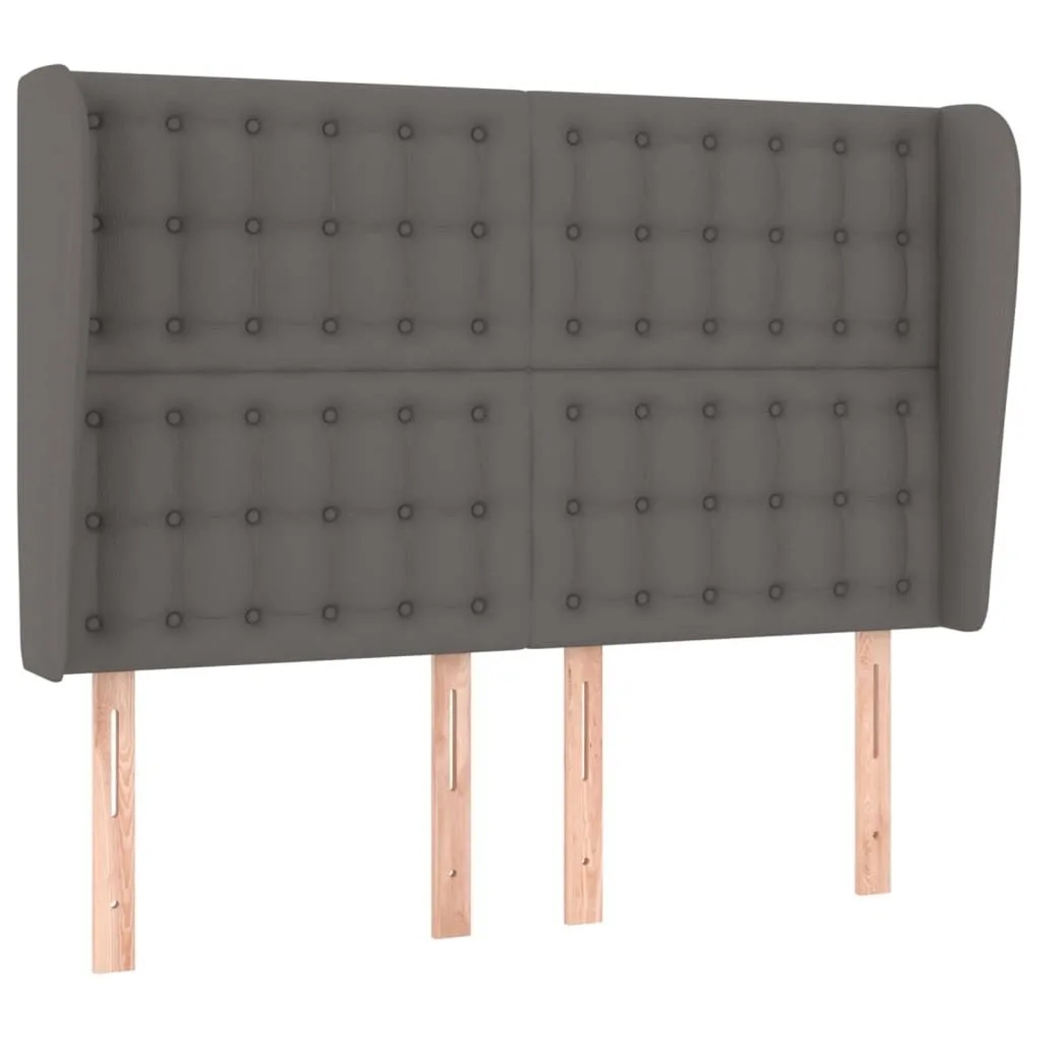 vidaXL Kopfteil mit Ohren Grau 147x23x118/128 cm Kunstleder 3118050