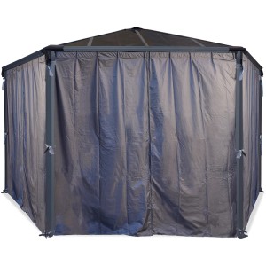 Anthrazitfarbenes Vorhangset für sechseckigen Palram Canopia Roma/Milano Pavillon.