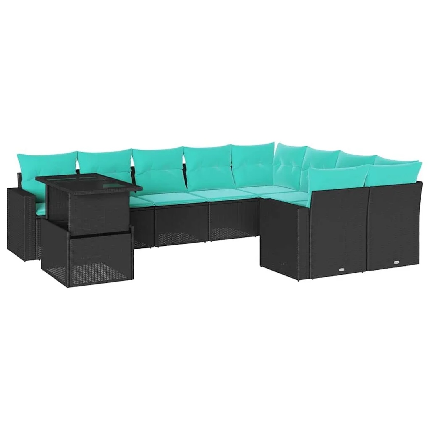 vidaXL 10-Tlg Gartensofa-Set mit Kissen Schwarz Polyrattan 3267507 günstig online kaufen