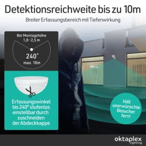Oktaplex Cali Strahler IP65 mit Bewegungsmelder und Fernbedienung Warmweiß mit Master Funktion Weiß