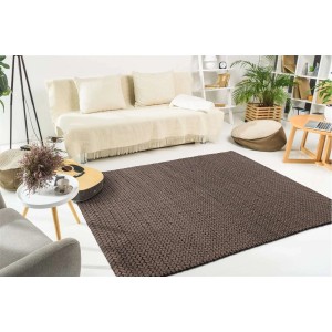 MeGusta Flachflor Teppich Uni Taupe, 200x290 cm, handgewebter Wollteppich im Wohnzimmer.