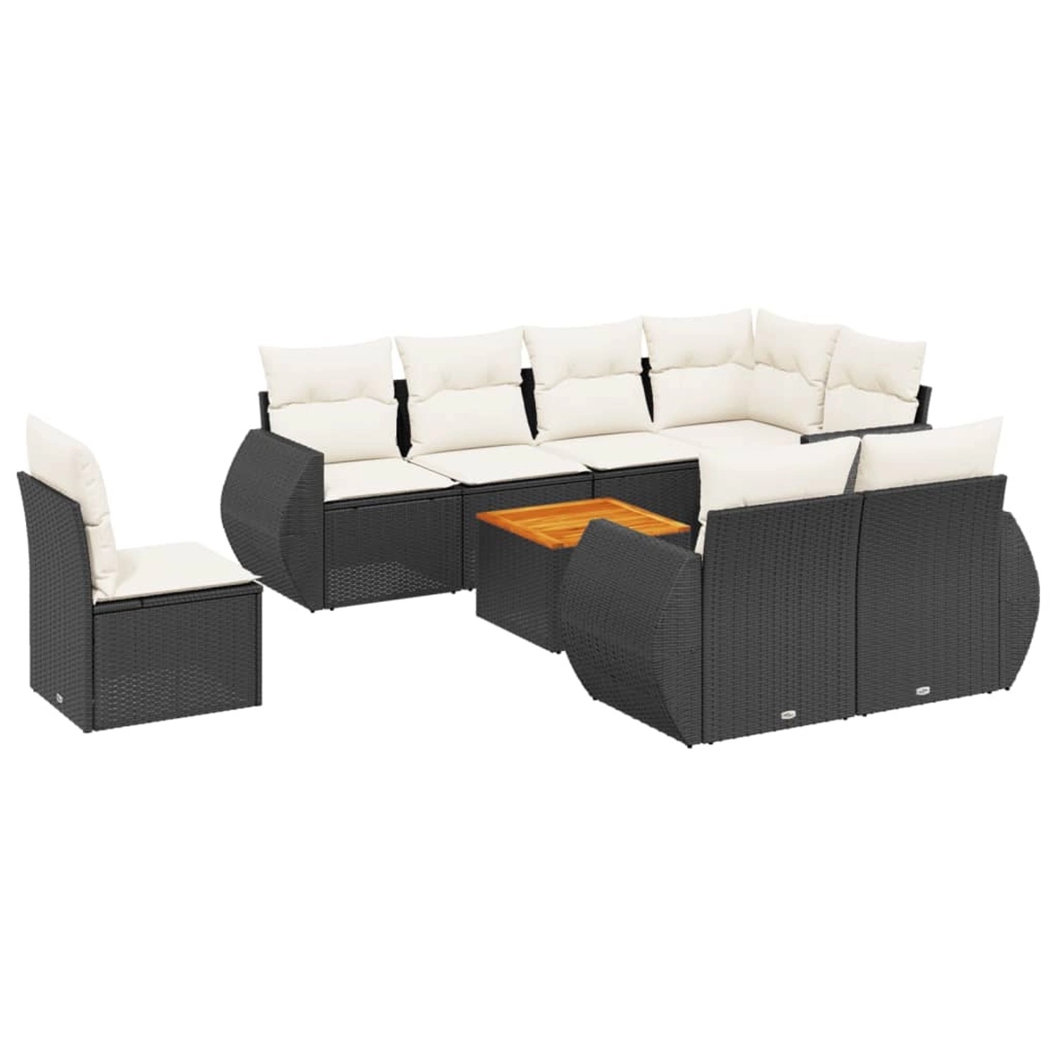 vidaXL 9-Tlg Garten-Sofagarnitur mit Kissen Schwarz Poly Rattan 3225097 günstig online kaufen