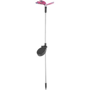 LED-Solarspieß Sagli Pink mit Schmetterling als Deko für Garten, Terrasse oder Balkon.
