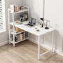 Rebiko Computertisch Loft Tisch Weiß Modern Mit Regal Gaming_2