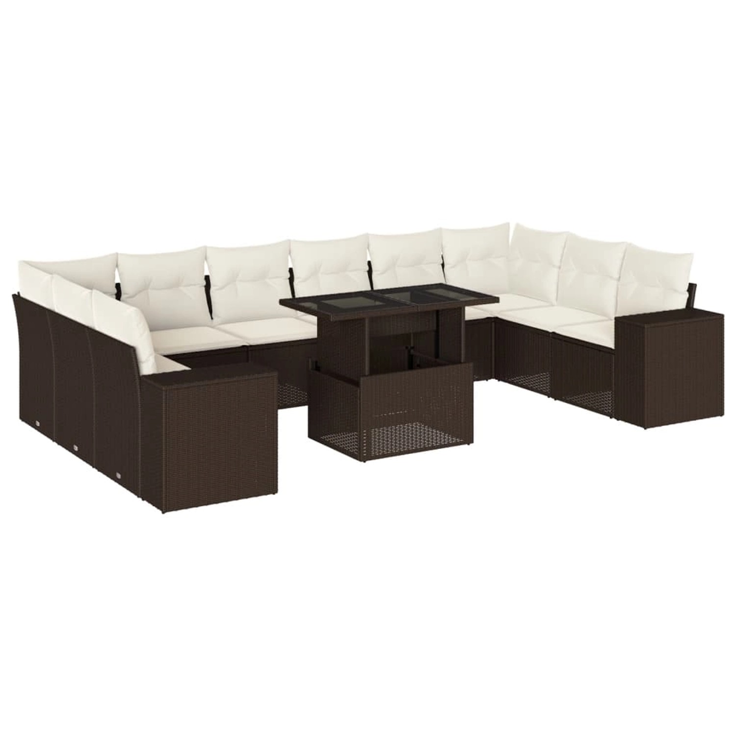 vidaXL 11-Tlg Garten-Sofagarnitur mit Kissen Braun Poly Rattan 3269413 günstig online kaufen