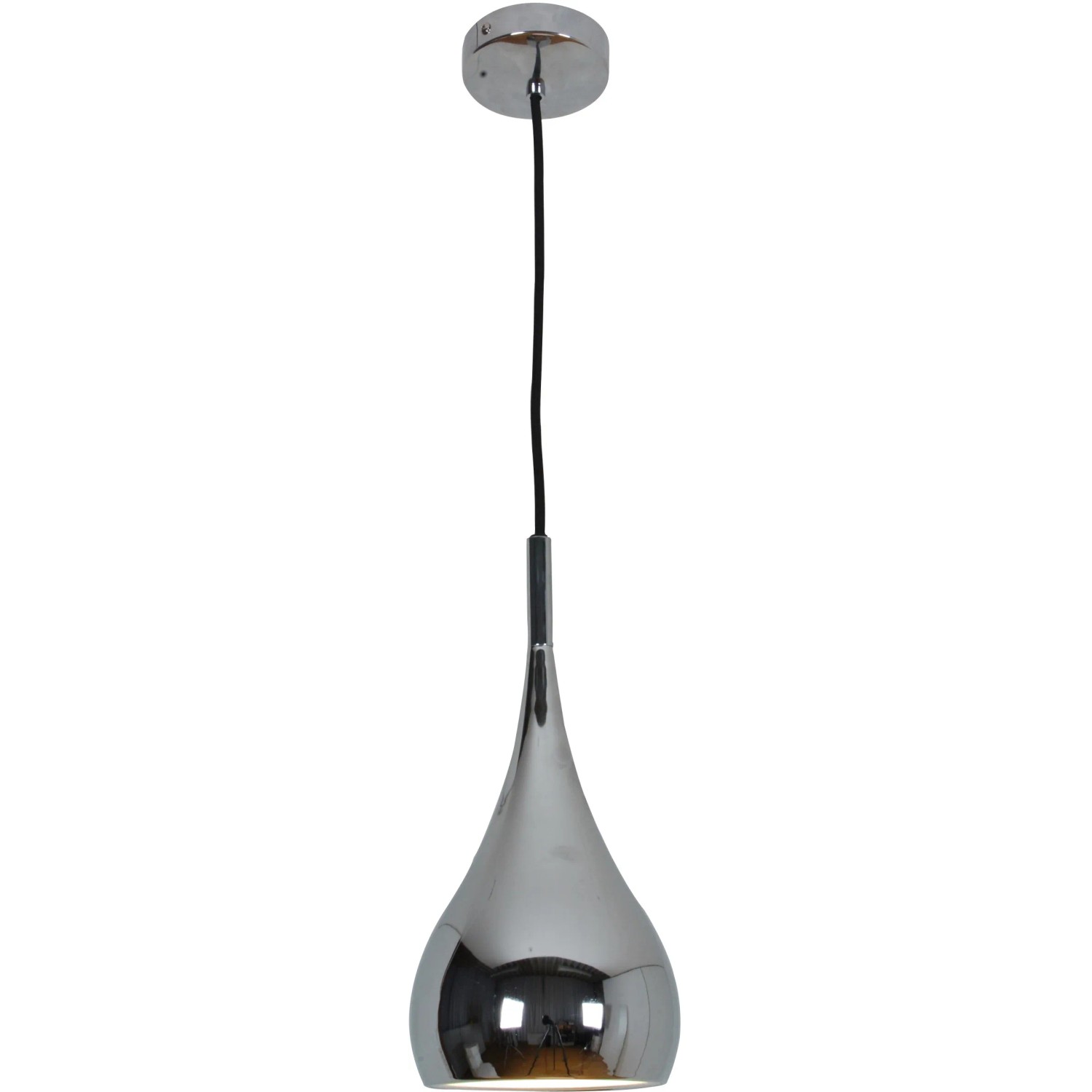 Chromfarbene Näve Pendelleuchte Drop, 1-flammig, aus Metall. Elegante Hängelampe für E27 Leuchtmittel.