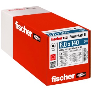 Fischer PowerFast II Holzschrauben 8x140 mm, Senkkopf, 50 Stück im Karton.