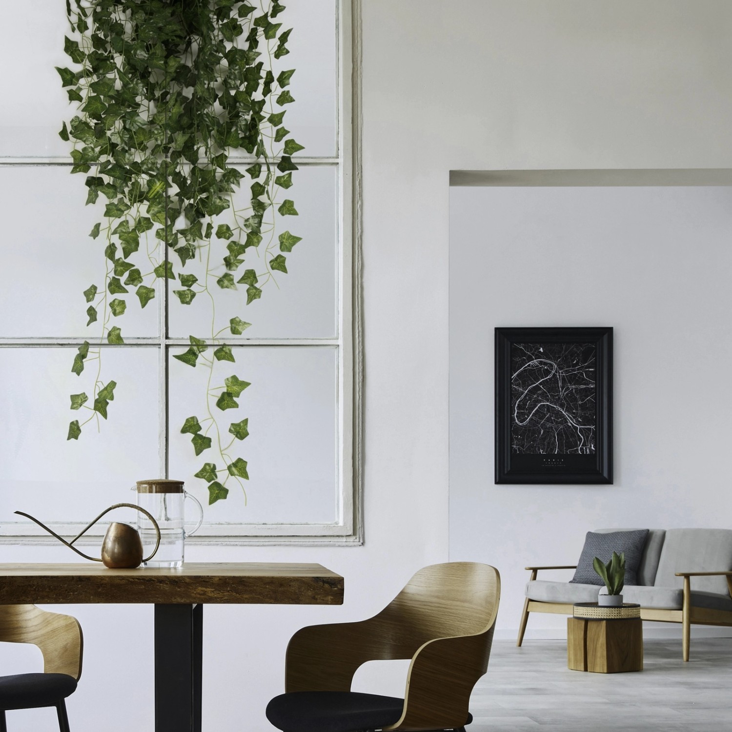 Künstliche Efeu-Girlande (12er Pack) als Wanddeko, Länge 215 cm.